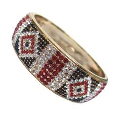 Bob Mackie Crystal Encrusted Bangle Bracelet c 1990s 12