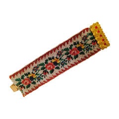Antique Victorian Beaded Cuff Bracelet With Pinchbeck Clasp. English. 1850's.