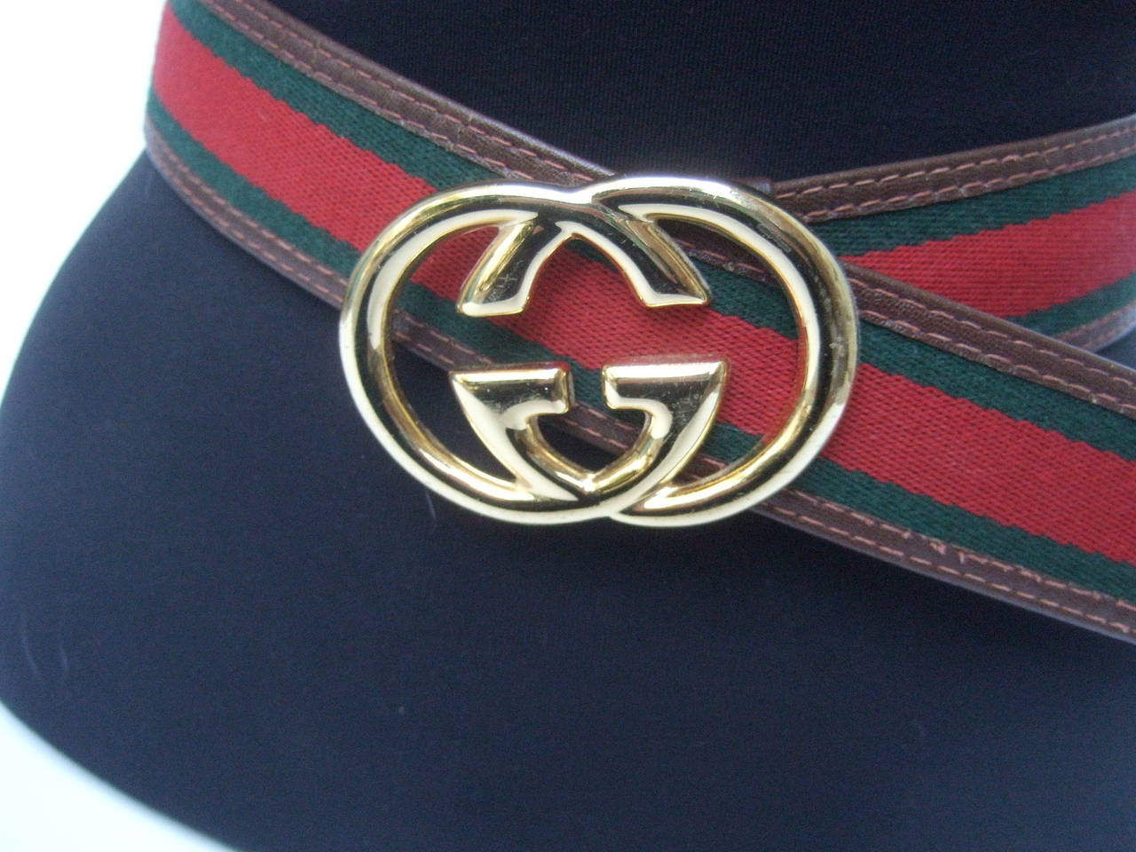 Gold Buckle Gucci Belt Red/green Stripe 