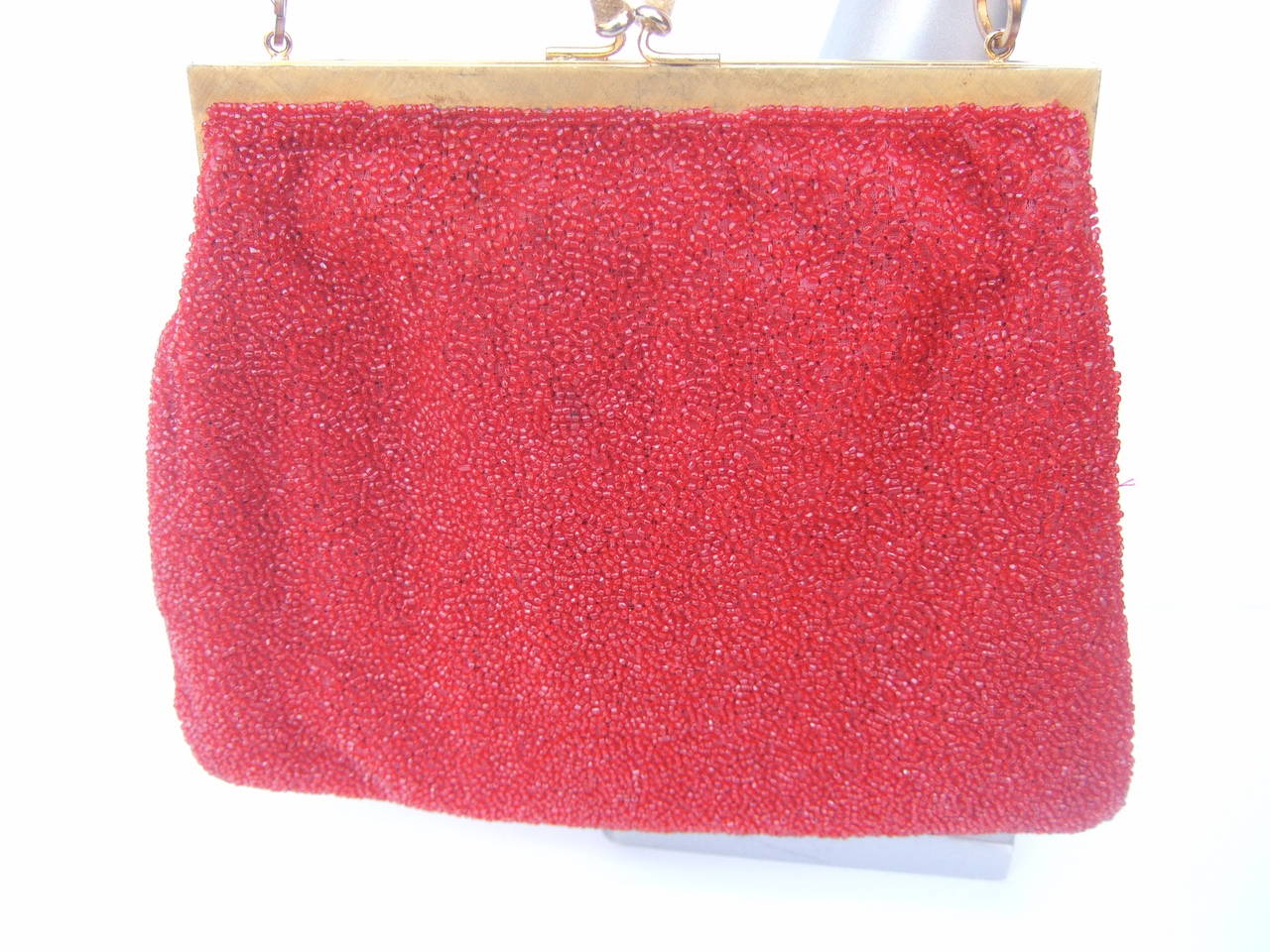 Gucci Exquiste Scarlet Glass Beaded Evening Bag c 1970 3