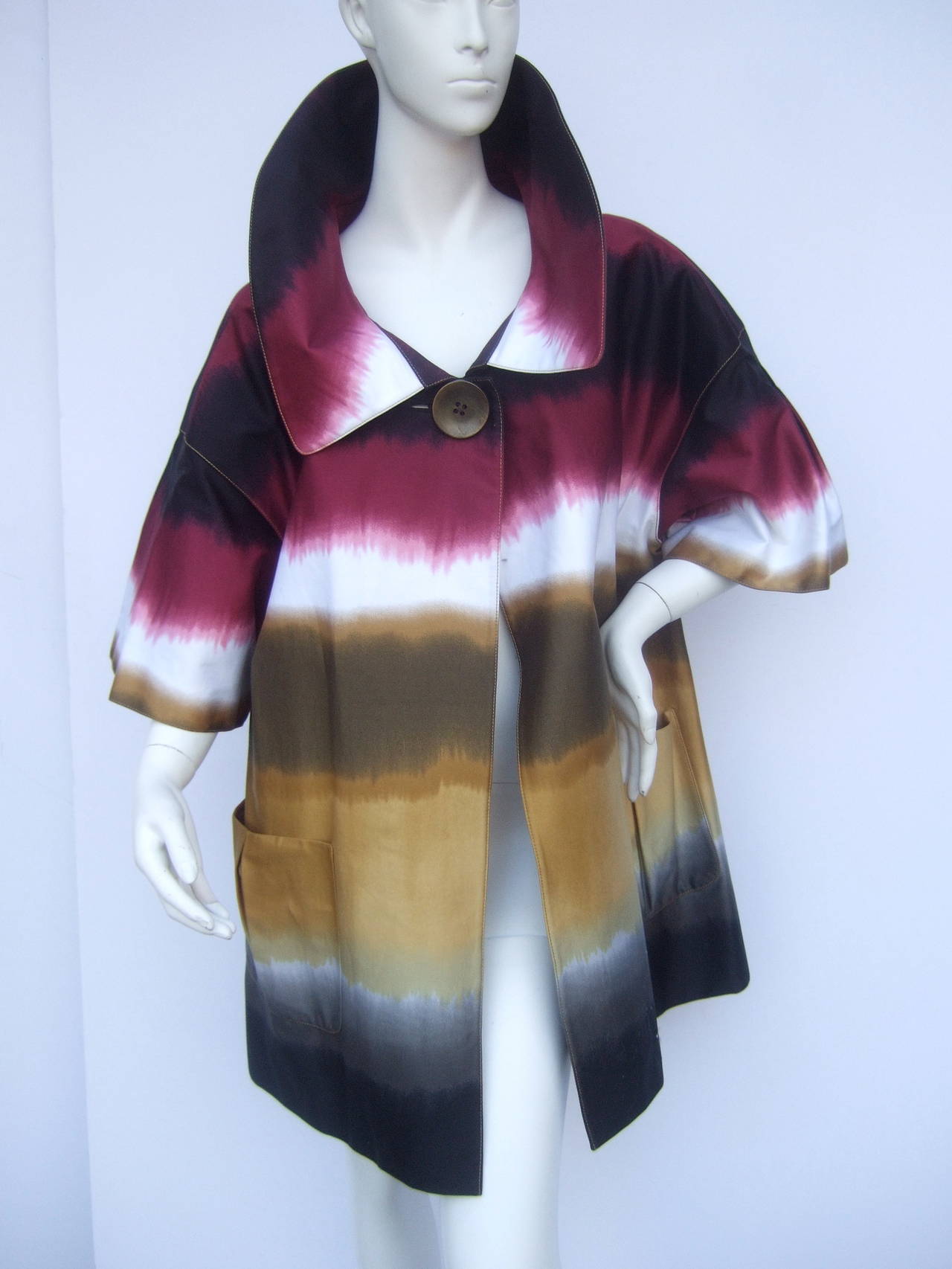 Mod Cotton Print Tie Dyed Duster Coat Designed by Ellen Tracy 2