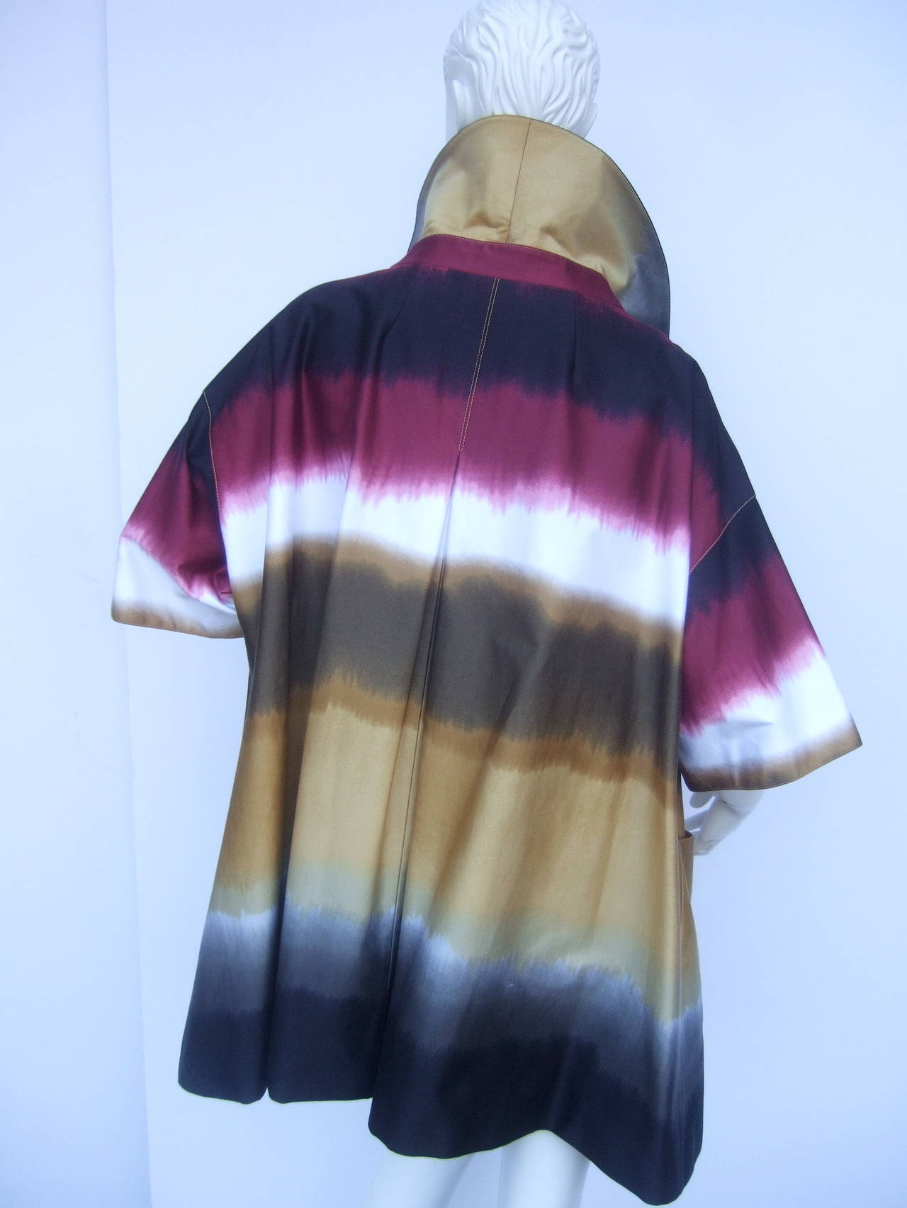 Mod Cotton Print Tie Dyed Duster Coat Designed by Ellen Tracy 1