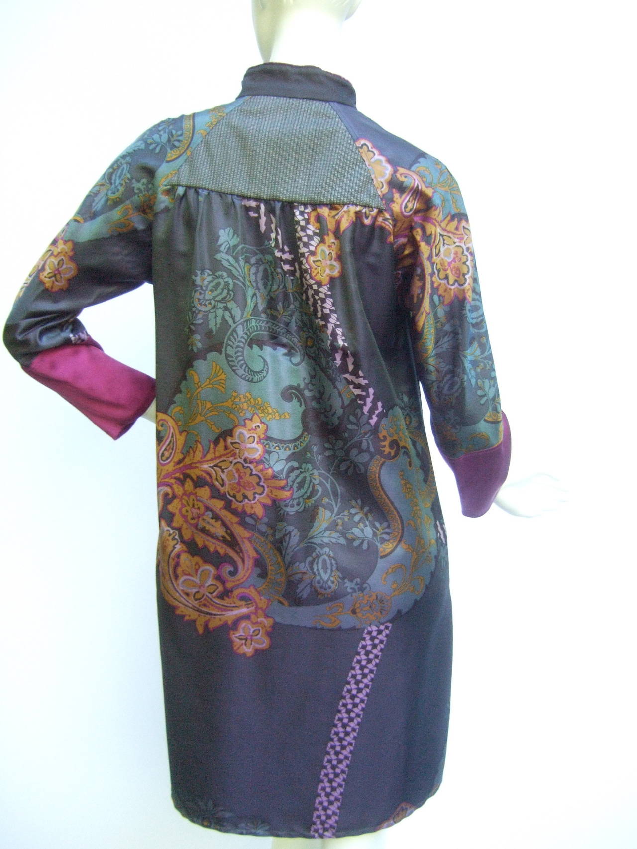 Gray Etro Exotic Silk Print Tunic Dress Made in Italy Size 40