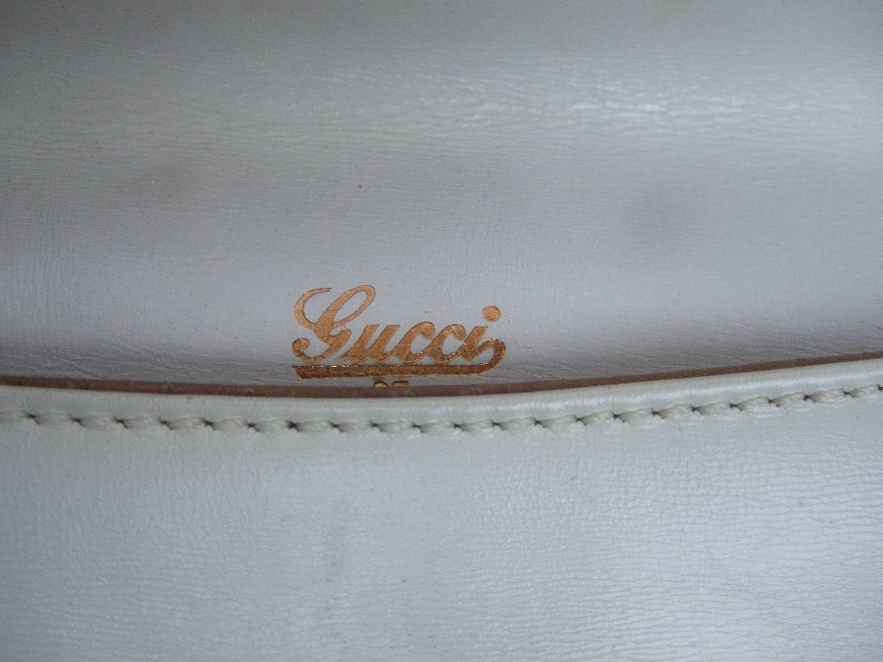 Gucci Sleek White Leather Blondie Clutch Bag c 1970s In Good Condition In University City, MO