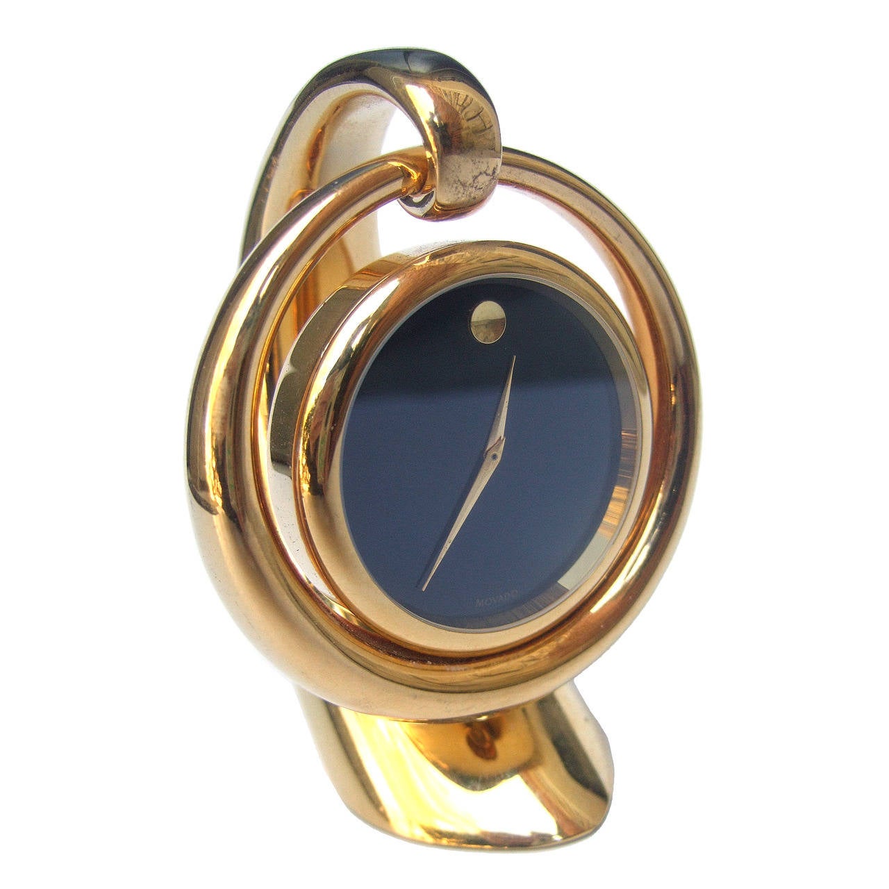 Movado Sleek Gilt Metal Diminutive Desk Clock