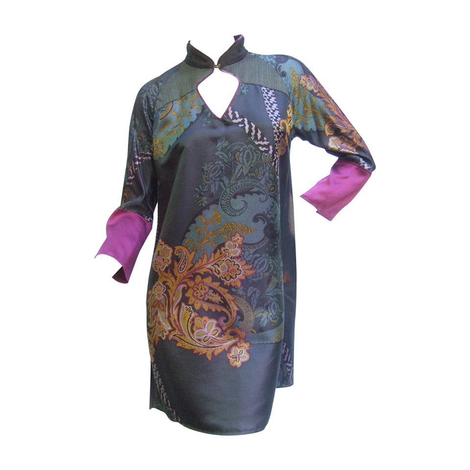 Etro Exotic Silk Print Tunic Dress Made in Italy Size 40