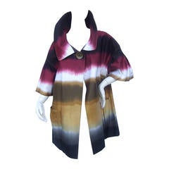 Mod Cotton Print Tie Dyed Duster Coat Designed by Ellen Tracy