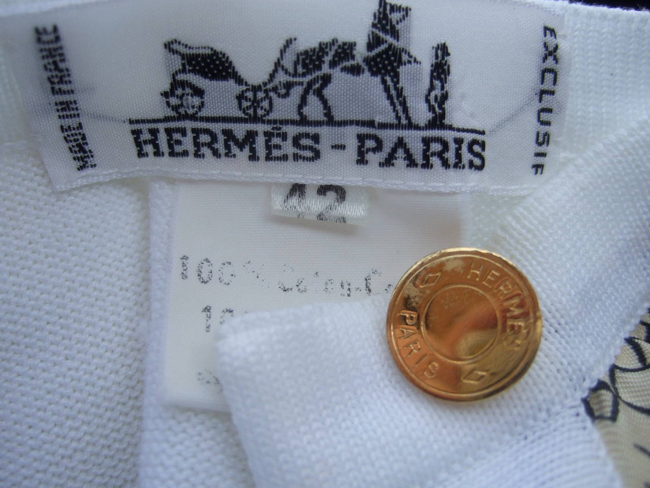 Women's Hermes Paris Silk & Cotton Gilt Button Cardian Size 42