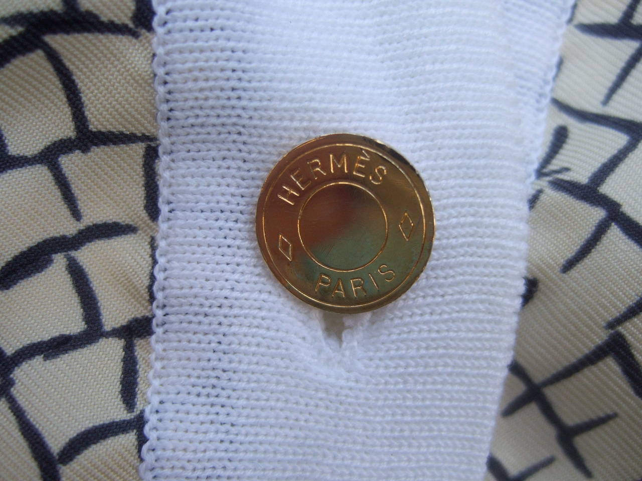 Hermes Paris Silk & Cotton Gilt Button Cardian Size 42 1