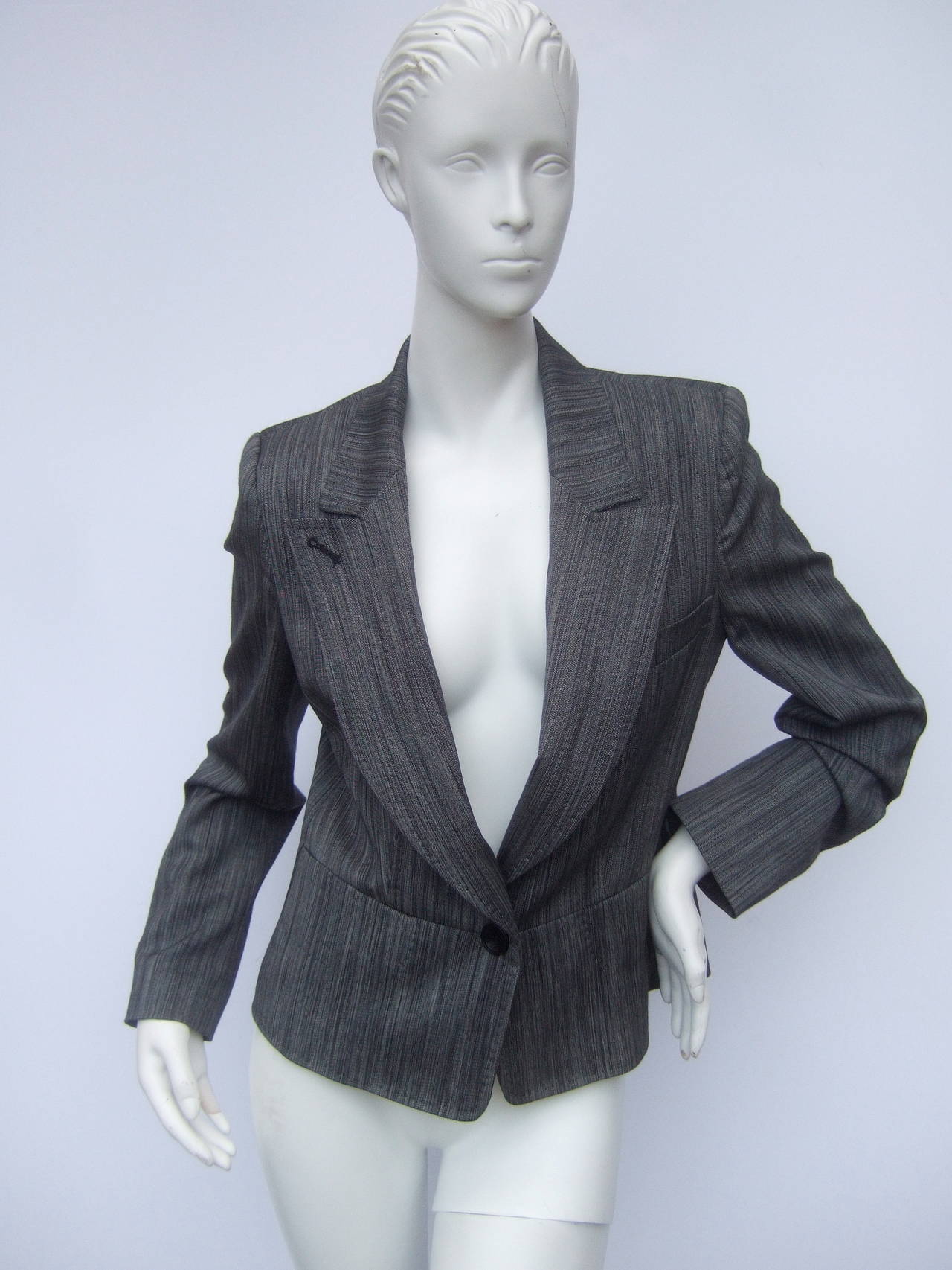 Women's Herve Leger Paris Gray wool tailored jacket US Size 4 For Sale