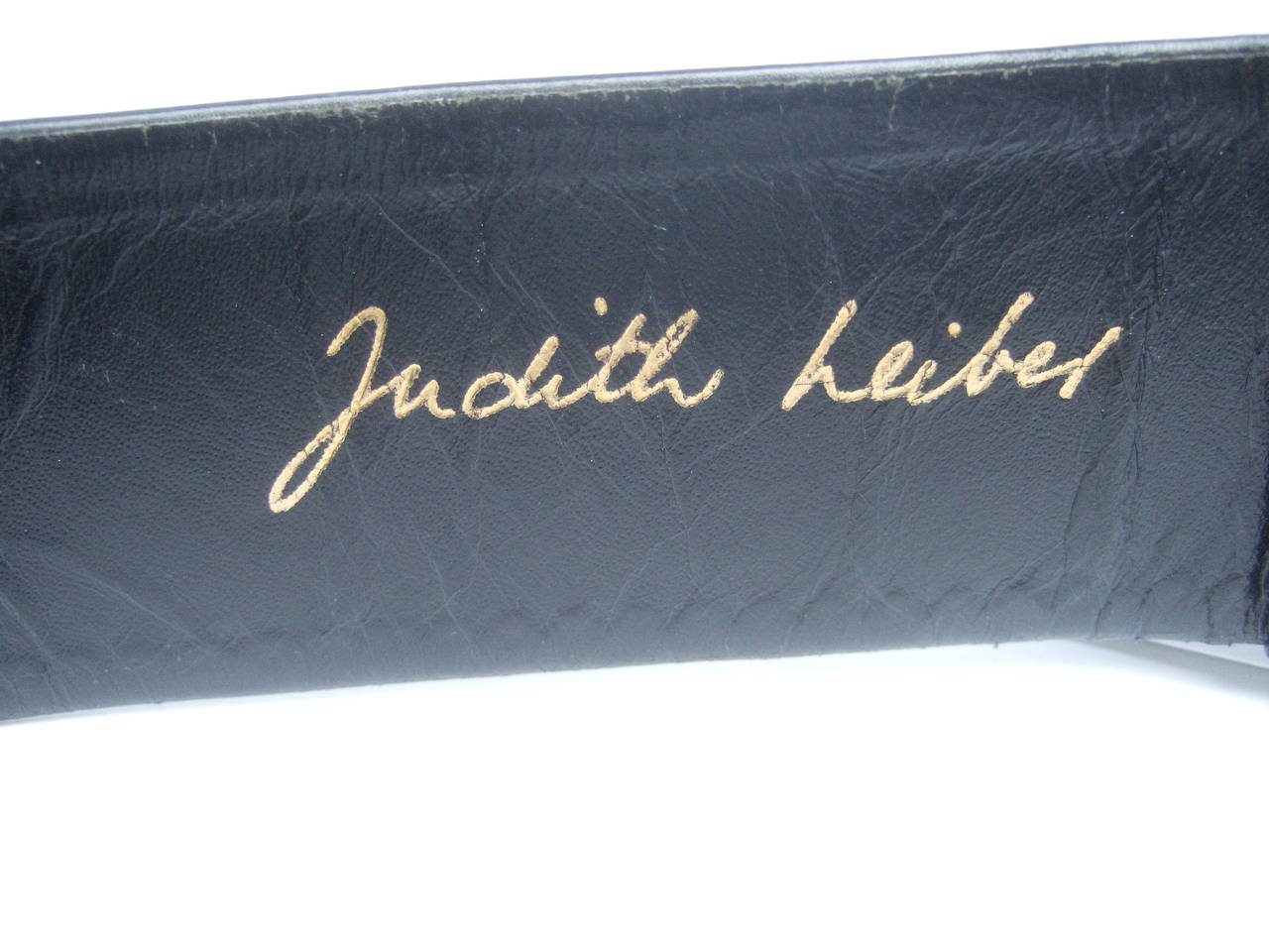 Judith Leiber Ornate Gilt Metal Serpent Black Leather Belt c 1980s 4