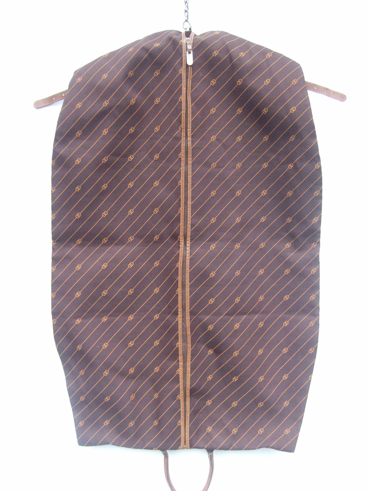 Gucci Brown Canvas Leather Garment Bag c 1970s 2