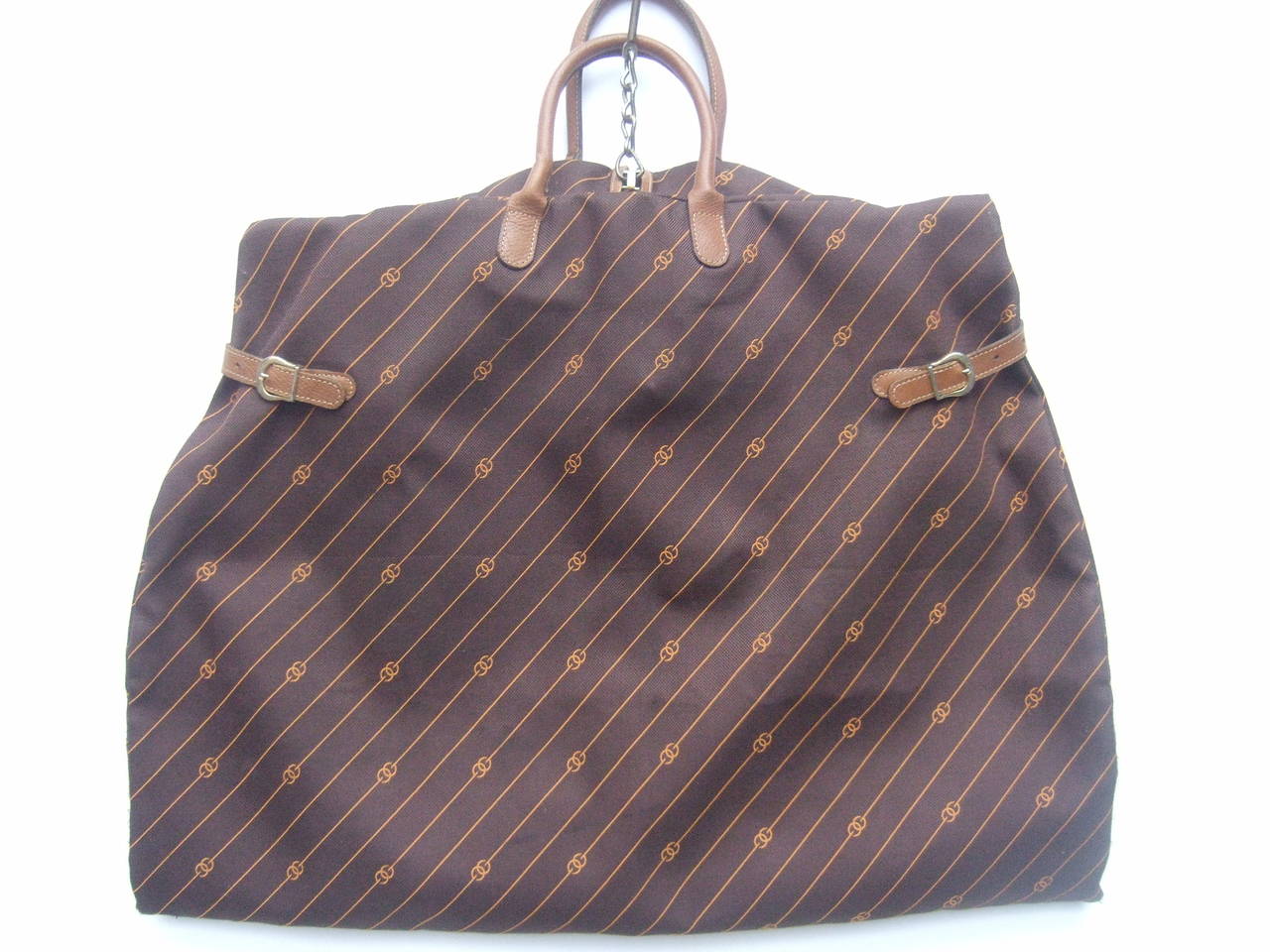 Gucci Brown Canvas Leather Garment Bag c 1970s 1