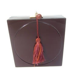 Sleek Lucite Cinnabar Color Evening Bag Made in Italy