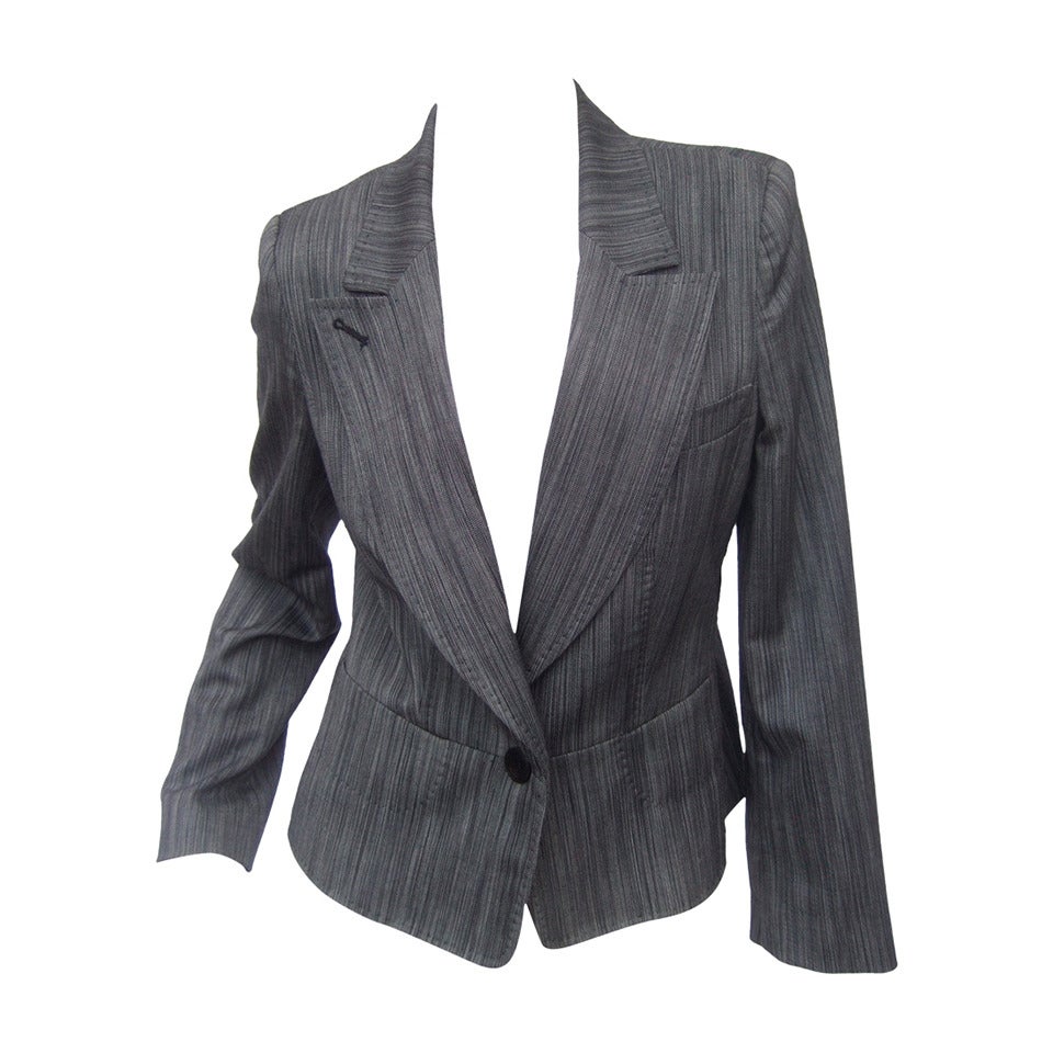 Herve Leger Paris Gray wool tailored jacket US Size 4 For Sale