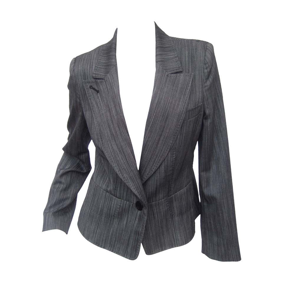 Fendi Italy Black Wool Applique Faux Fur Jacket Size 42 ca 1990s For ...