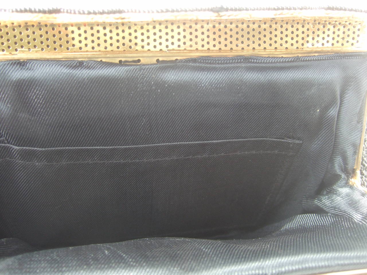 Women's Exquiste Black Glass Beaded Embroidered Evening Bag c 1960