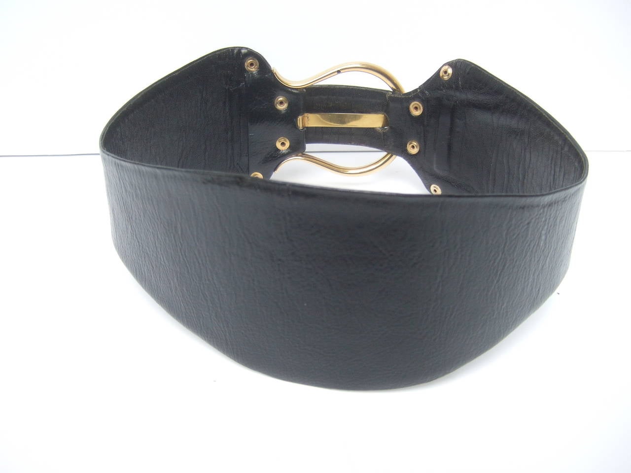 Christian Dior Wide Black Leather Vintage Belt c 1970 1