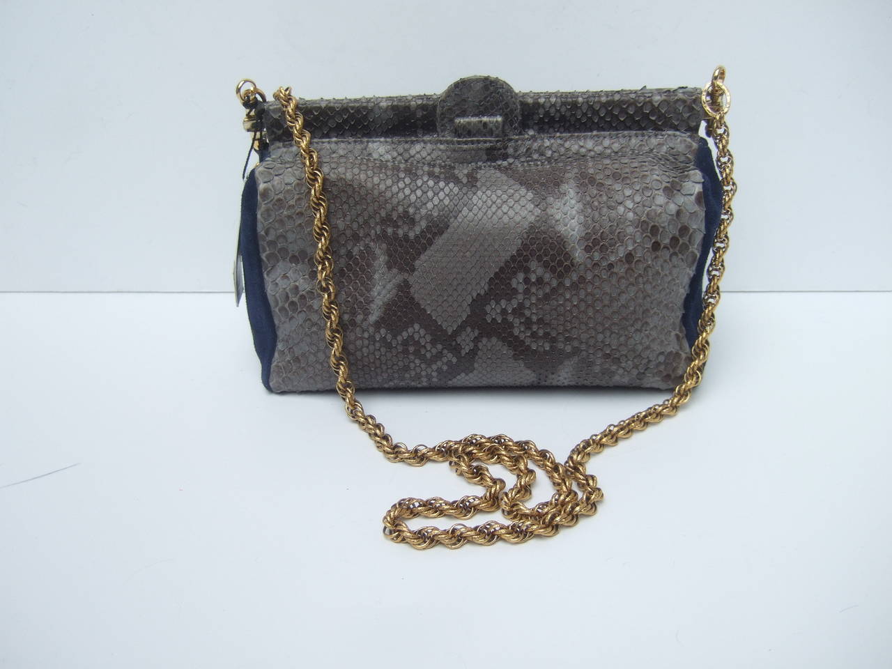 Black Exotic Python Handbag Designed by Meredith Wendell Italy