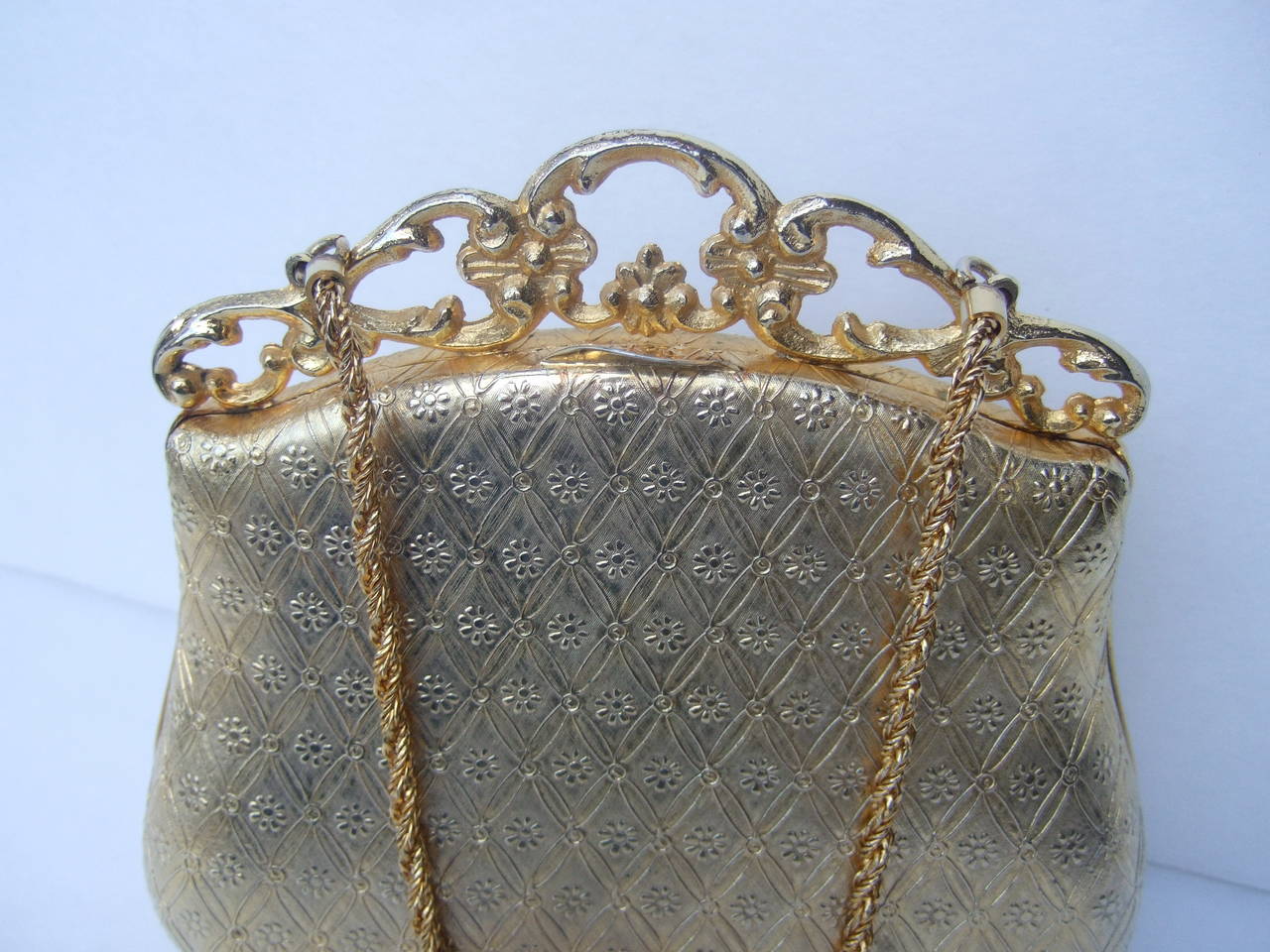 Saks Fifth Avenue Gilt Metal Evening Bag c 1970 1