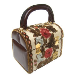Brocade Box Style Handbag Designed by Tano of Madrid c 1970