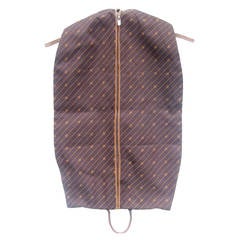 Retro Gucci Brown Canvas Leather Garment Bag c 1970s