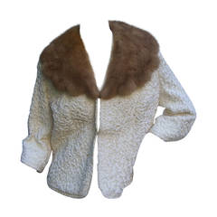 Mink Collar White Ribbon Jacket c 1960 12