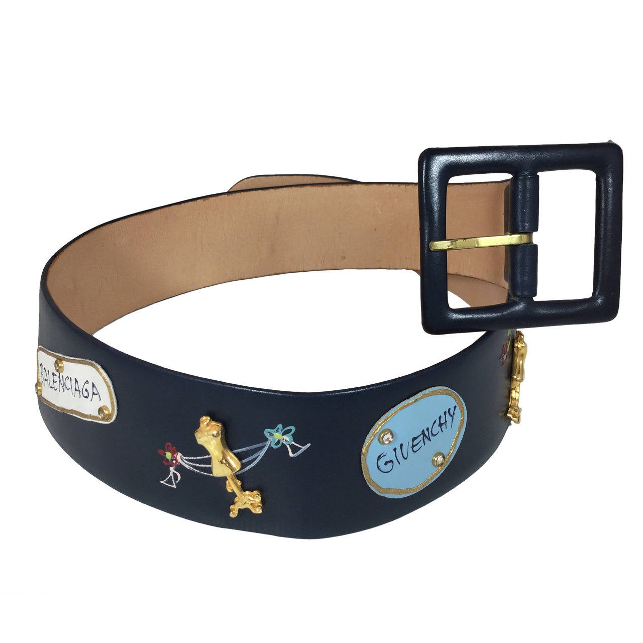 Delightful 1950's Fashion Themed Hand Painted Belt.