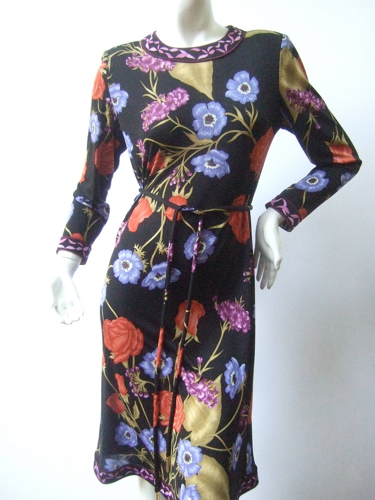Averardo Bessi Silk Jersey Floral Print Dress Made in Italy US Size 4 2