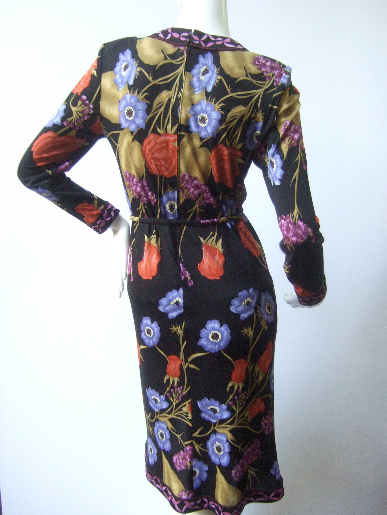 Women's Averardo Bessi Silk Jersey Floral Print Dress Made in Italy US Size 4