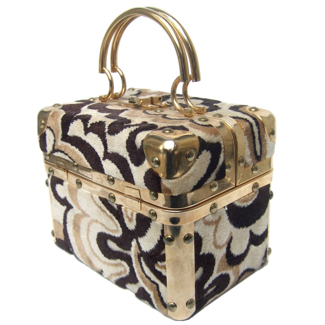 Mod Cut Velvet Italian Box Handbag c 1970