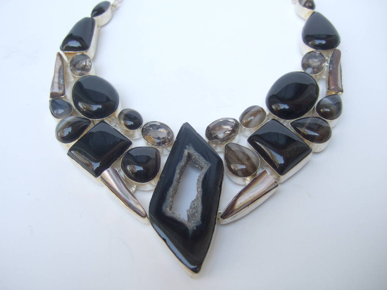 Kunsthandwerkliche Statement-Halskette aus Sterlingsilber Damen im Angebot