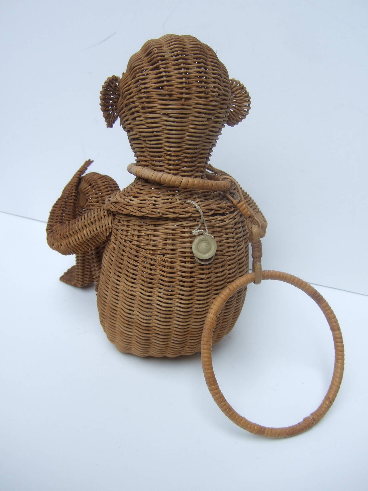 Whimsical Wicker Monkey Handbag c 1960 2