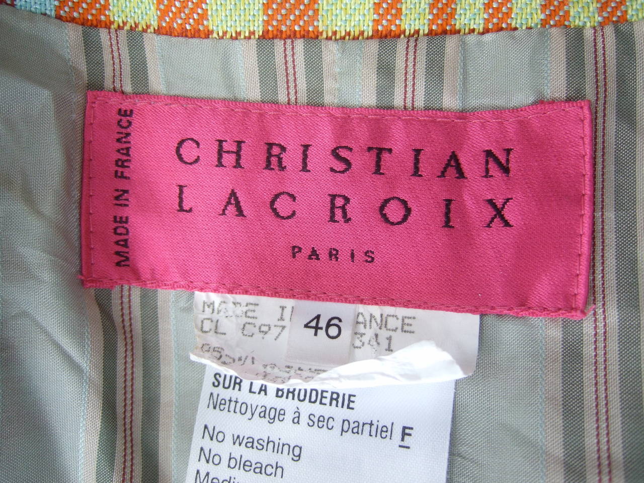 Brown Christian Lacroix Paris Plaid Wool Jacket Size 46 c 1990 For Sale