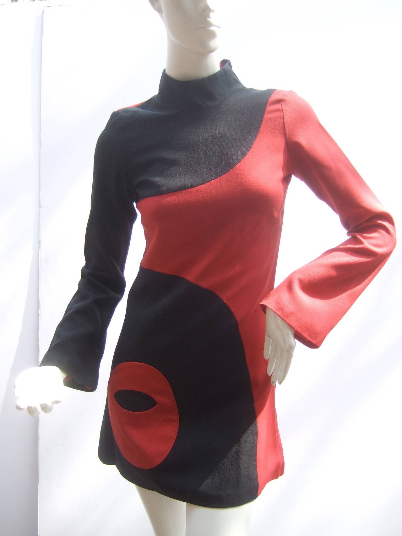 Mod Wool Tunic / Mini Dress Designed by Marinelli Made in France c 1970 3