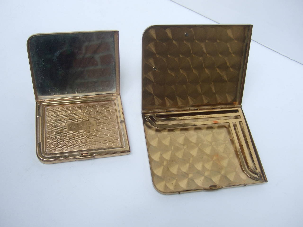 Women's Art Deco Jeweled Cigarette Case & Vanity Compact Set c 1950