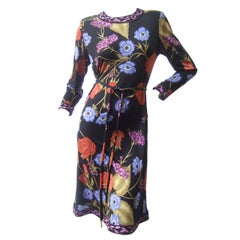 Vintage Averardo Bessi Silk Jersey Floral Print Dress Made in Italy US Size 4