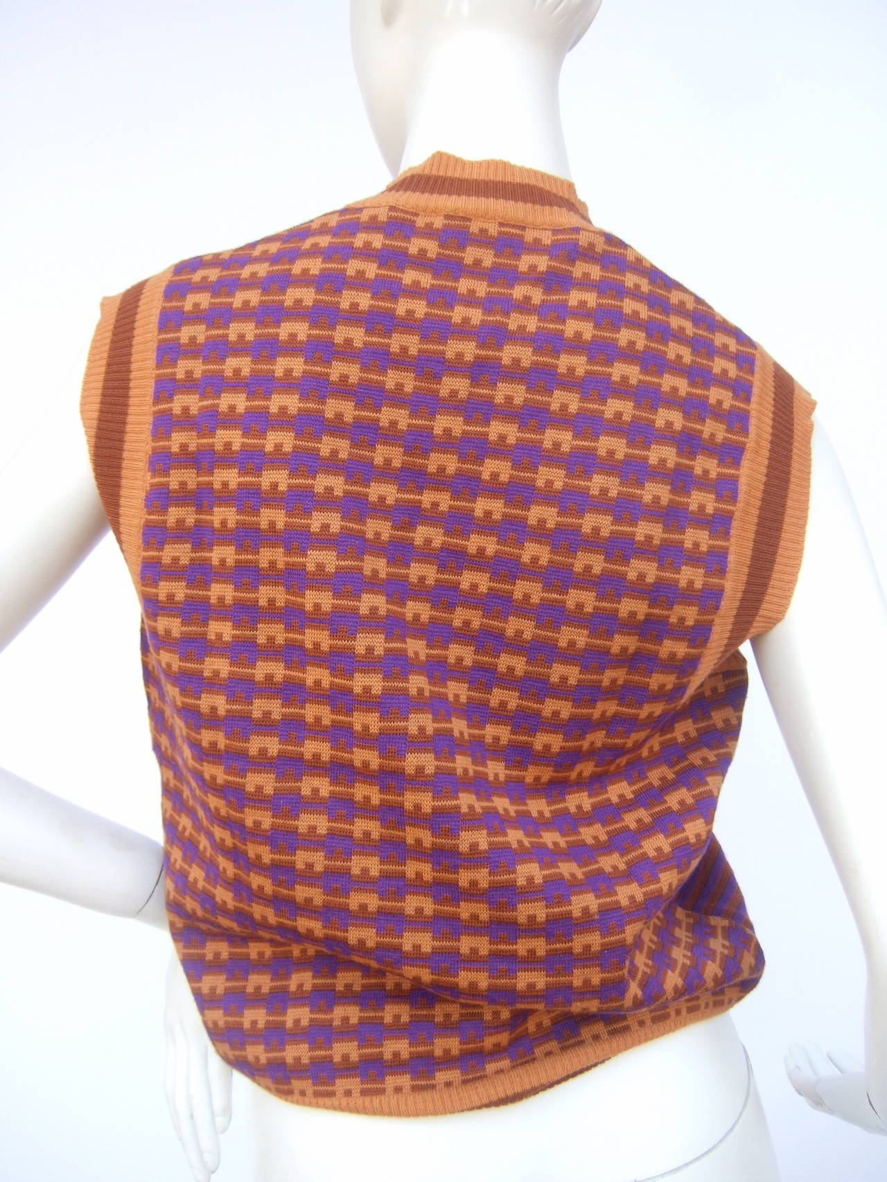 Gucci Italy Equestrian Design Wool Knit Sweater Vest c 1970 3