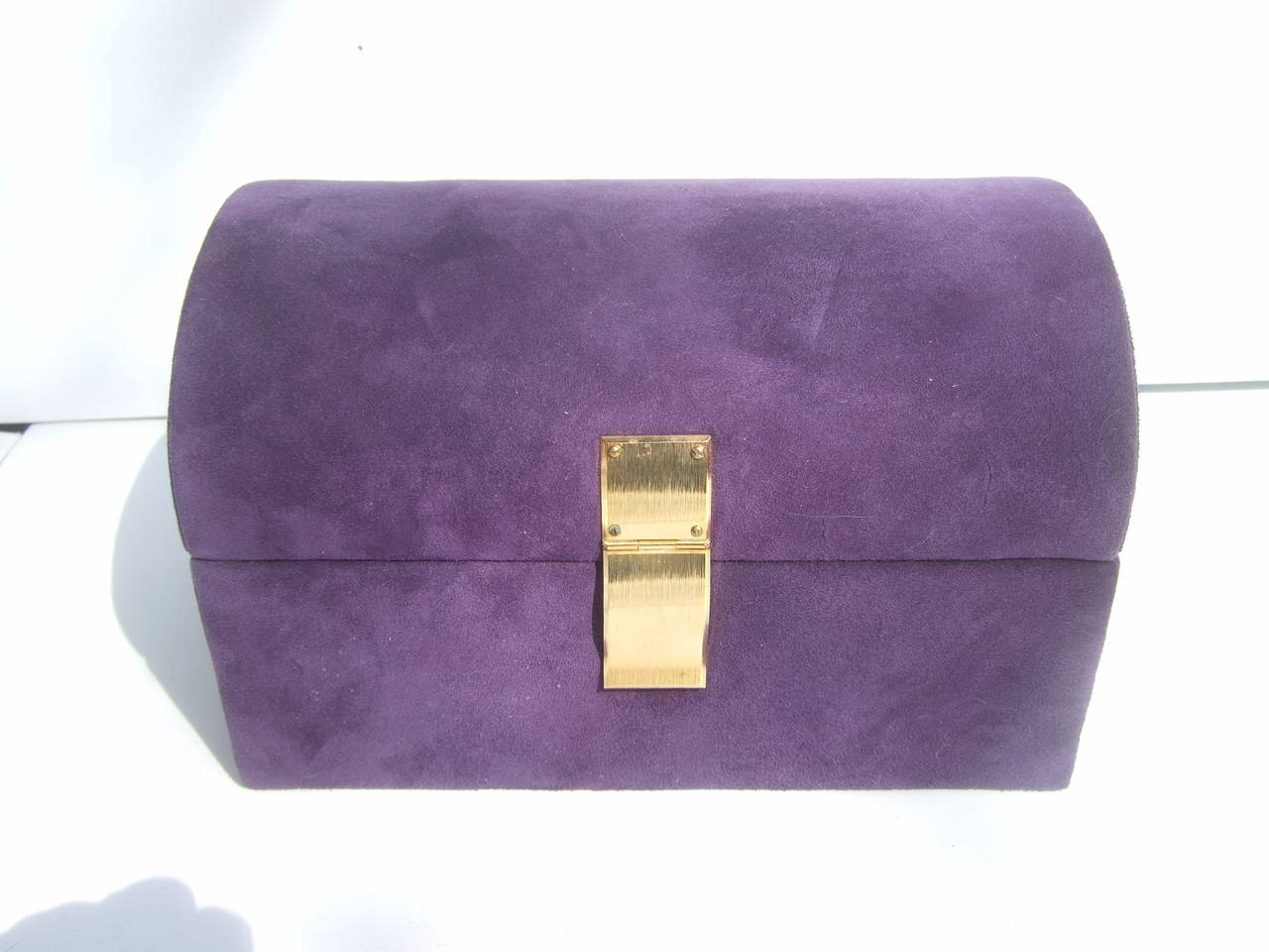 Neiman Marcus Set of Violet Suede Jewelry Boxes Made in Italy In Good Condition In University City, MO