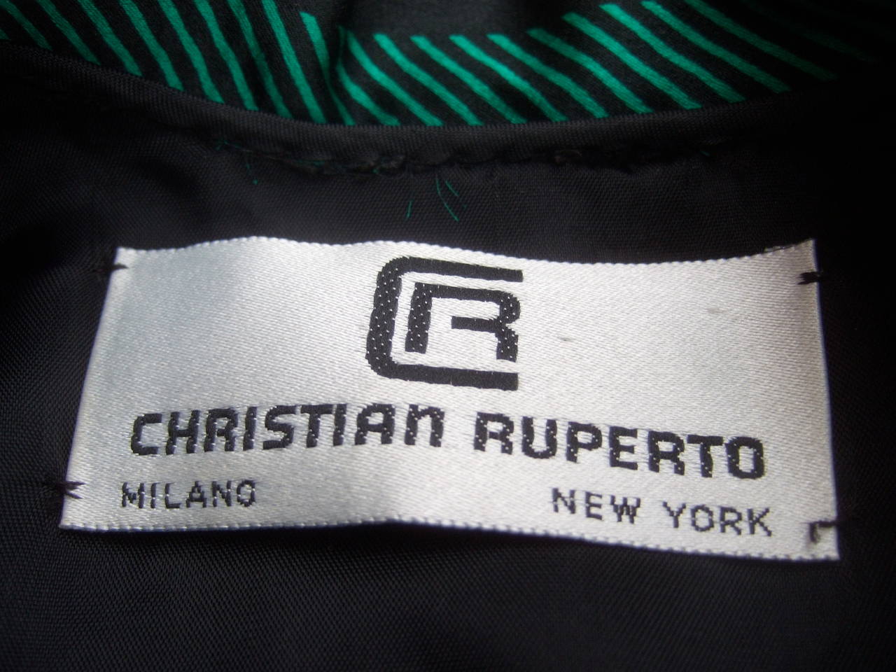 Christian Ruperto Emerald Green Silk Charmeuse Dress and Scarf c 1980 ...