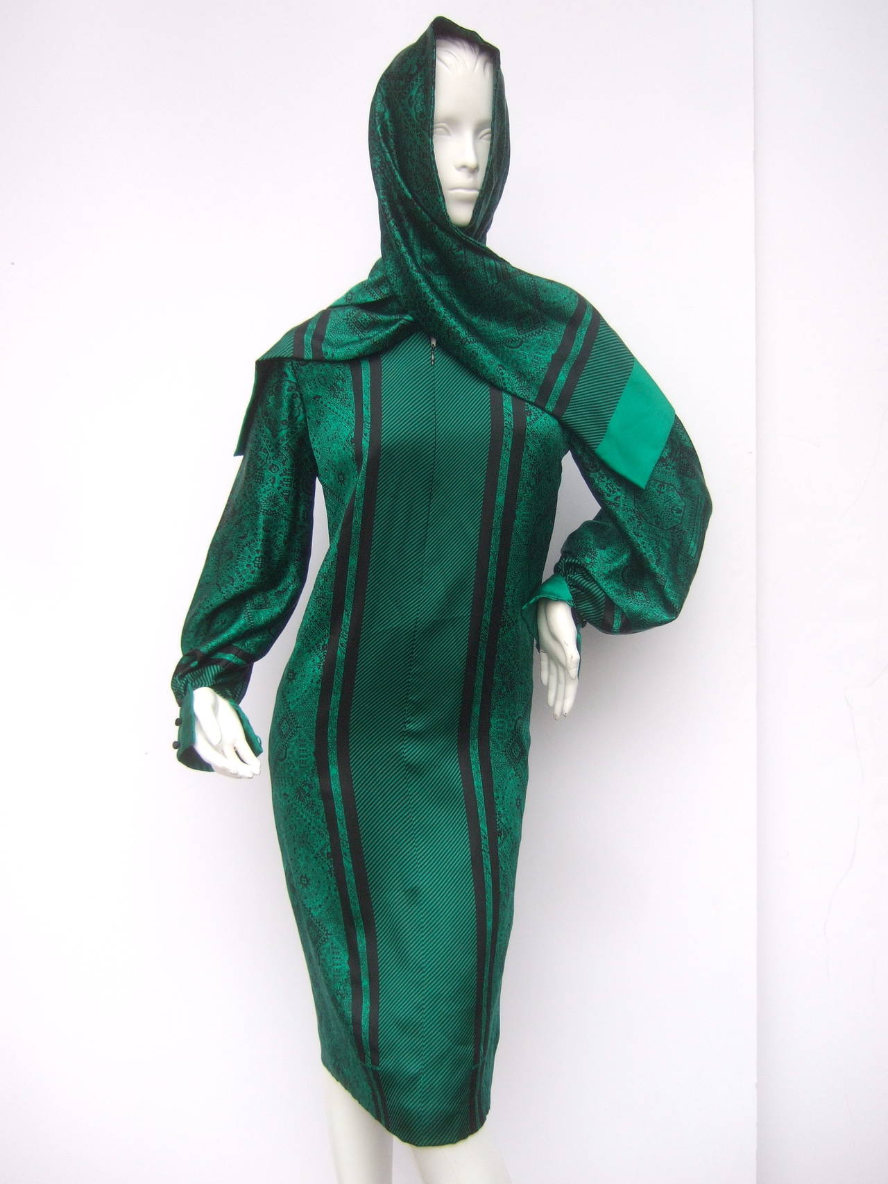 green charmeuse dress