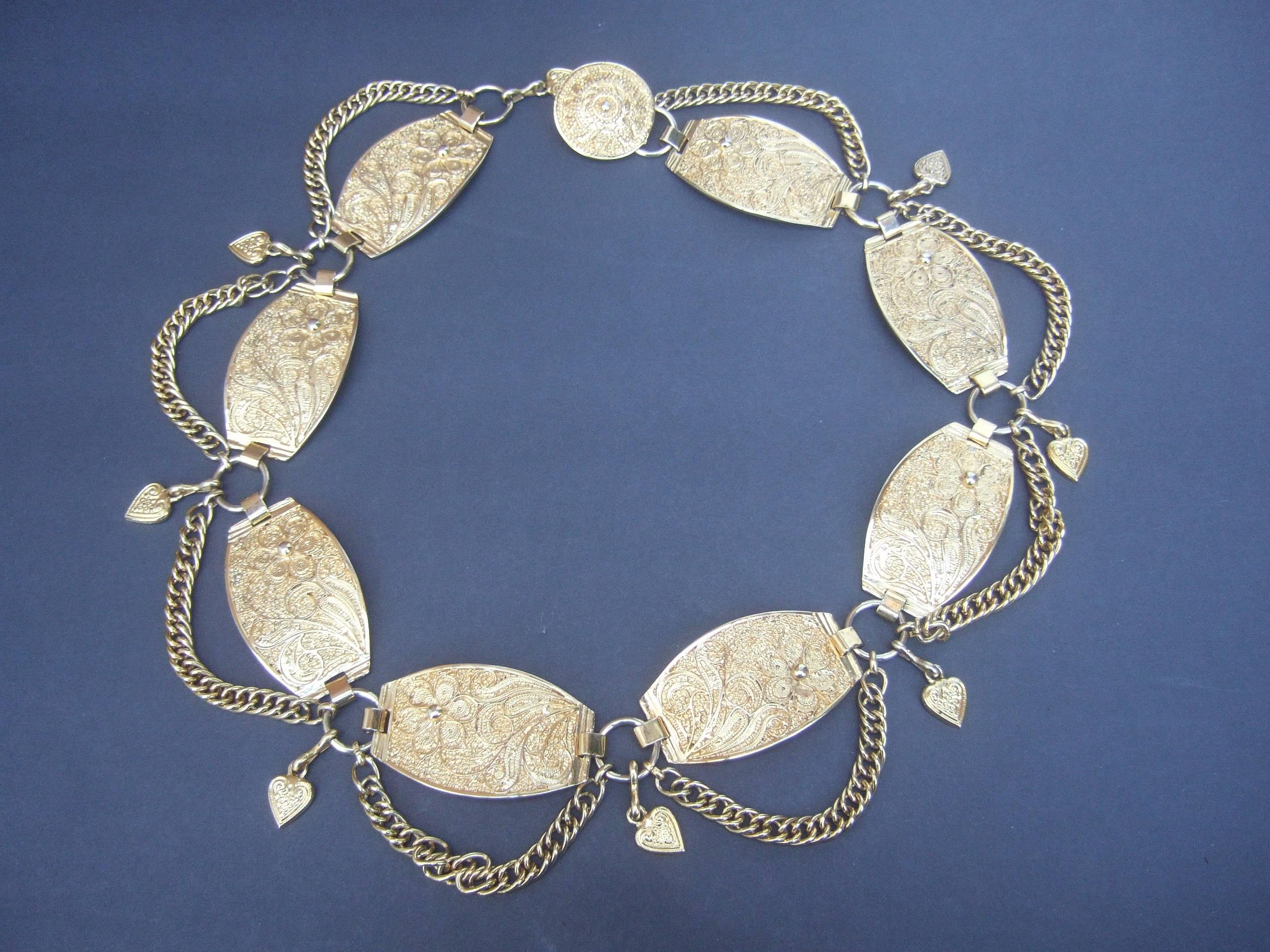 Neiman Marcus Italian Gilt Metal Medallion Belt c 1980s 2