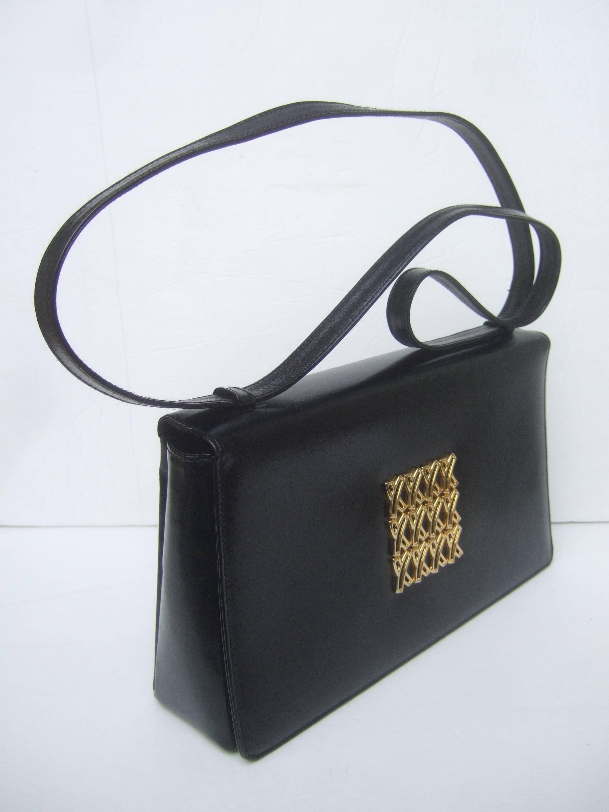 Paloma Picasso Italian Black Leather Versatile Shoulder Bag  In Good Condition In University City, MO