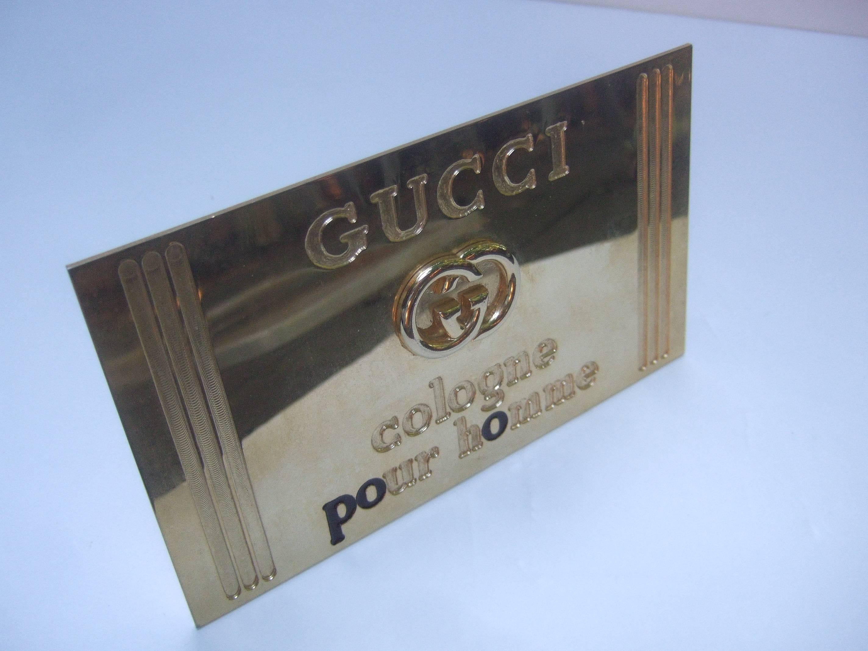 Gucci Italy Brass Metal Display Sign c 1980s 1
