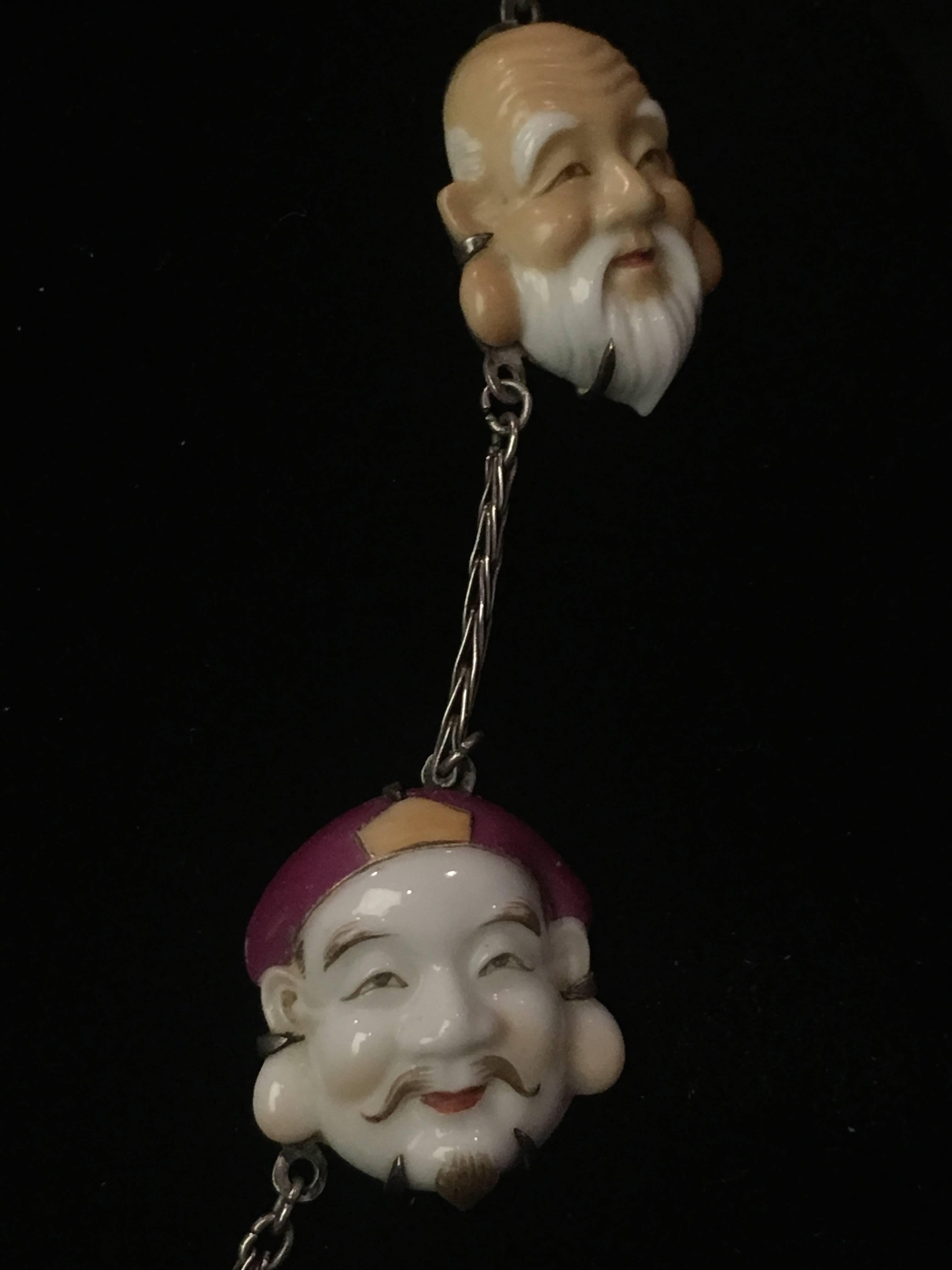 Toshikane Seven Lucky Gods Necklace. 1940's. In Excellent Condition In University City, MO