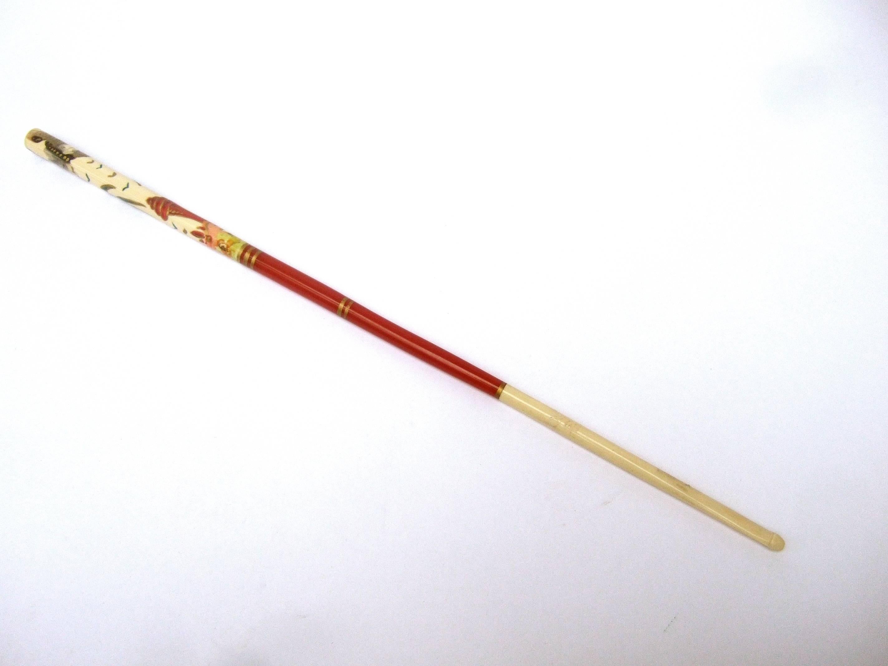 Opulent Hand Painted Lucite Cigarette Holder ca 1950 In Excellent Condition In University City, MO