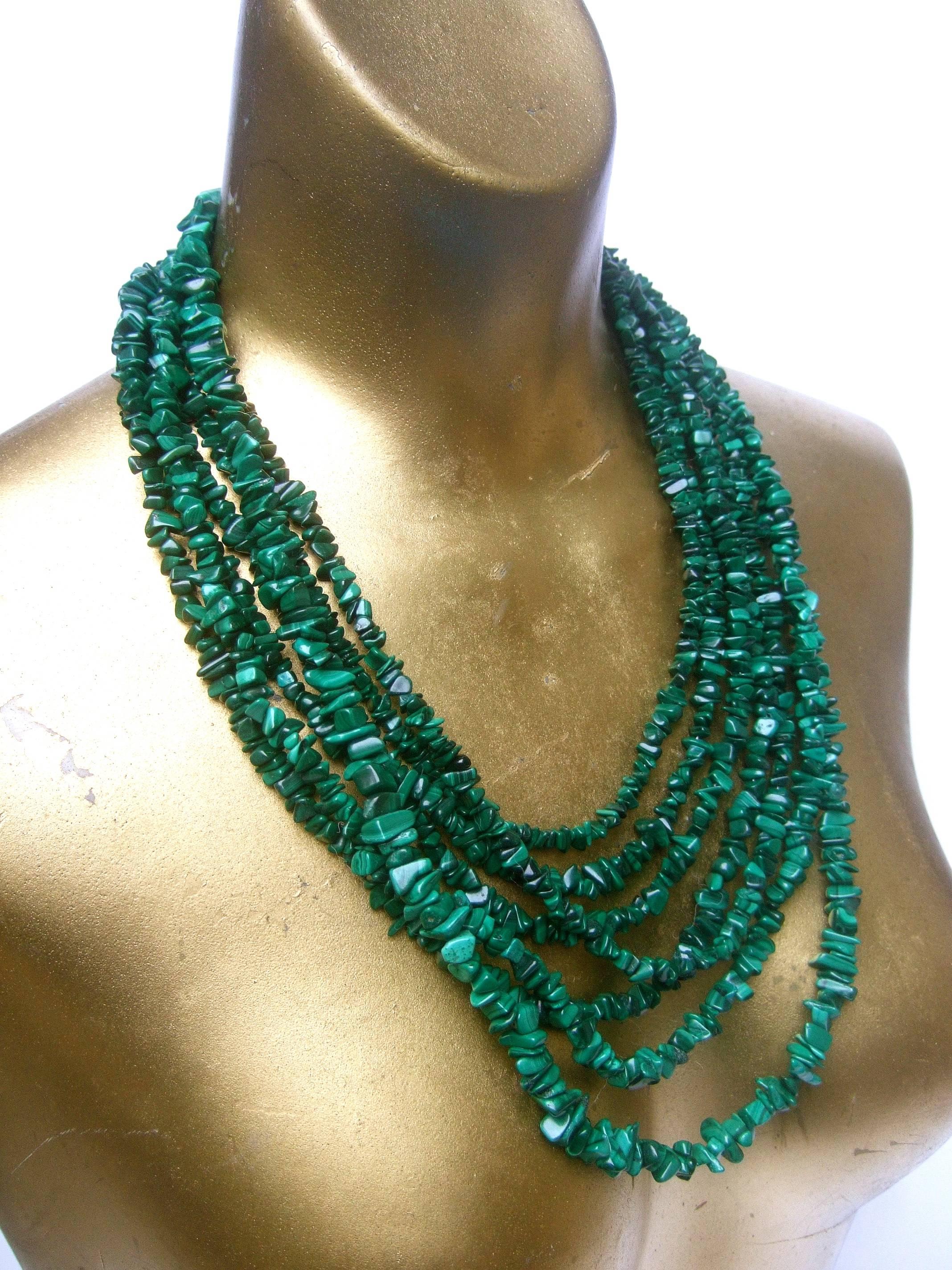 Malachite Graduated Nugget Artisan Necklace  In Excellent Condition In University City, MO