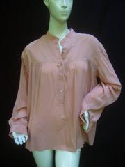 Saint Laurent Rive Gauche Mauve Pink Silk Tunic Blouse ca 1970s