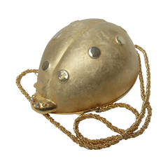 Opulent Gilt Metal Lady Bug Evening Bag Made in Italy c 1970 10