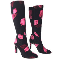 Retro Valentino Rose Petal Velvet Boots